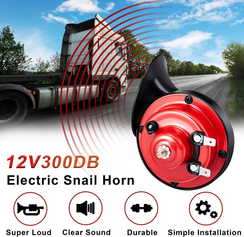 Ouffun Car Horn, 12V 300DB Super Loud Waterproof Dual Truck Horns, Electric Snail Horns Auto Trumpt Universal Fit Kit Replacement for Cars, Motorcycles, Trucks, Trains and Boats (2 PCS) - Image 4